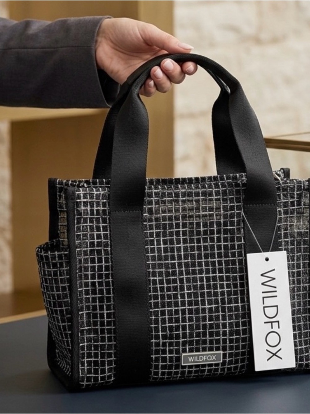 NWT! WILDFOX Black Mesh Grid Tote Bag. Retail $80